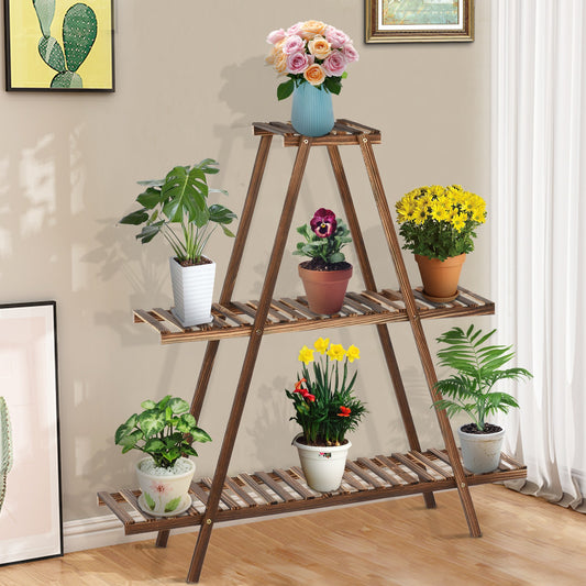 3 Tier Wood Plant Stand Indoor Flower Pots Stand Outdoor Plant Shelves Rack