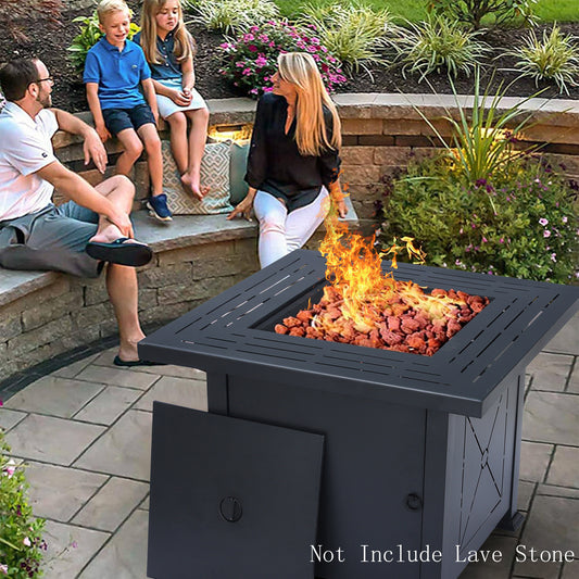 32in Propane Gas Fire-Pit Table 50,000 BTU Auto-Ignition Fire-Pit Look Square